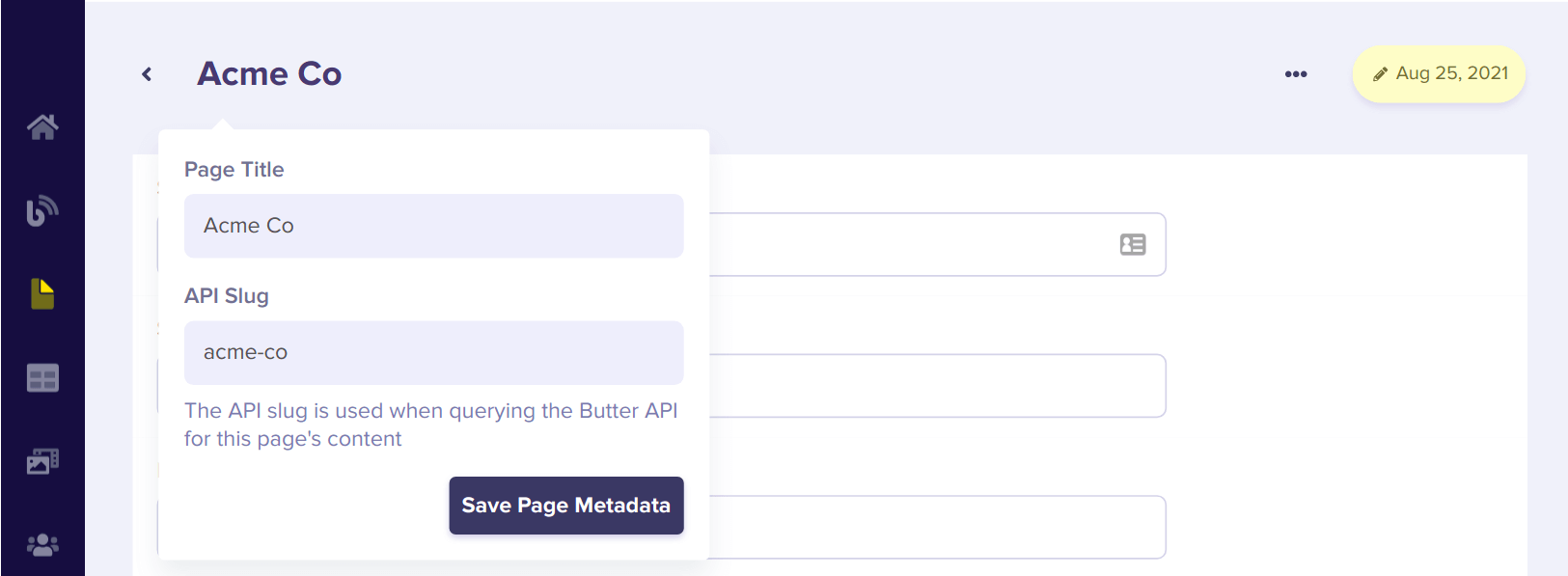 A view of the Metadata Area